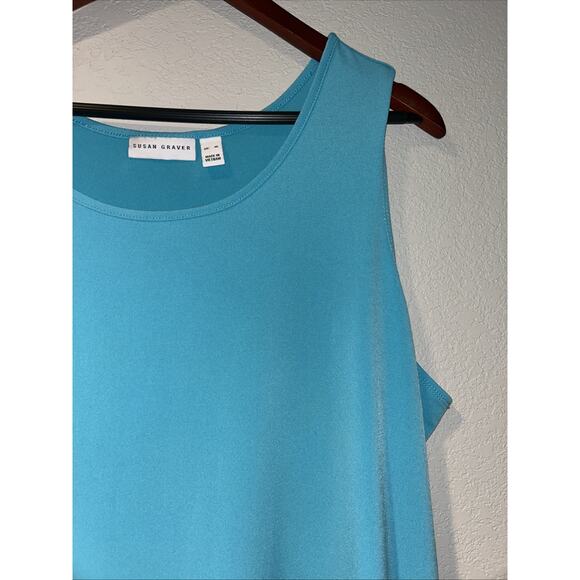 Susan Graver Women's XL Turquoise Liquid Knit Tank Top Career Athleisure - Picture 3 of 9